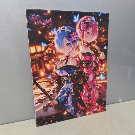 Re:Zero Kimono Twins UV Printed Canvas Wall Art