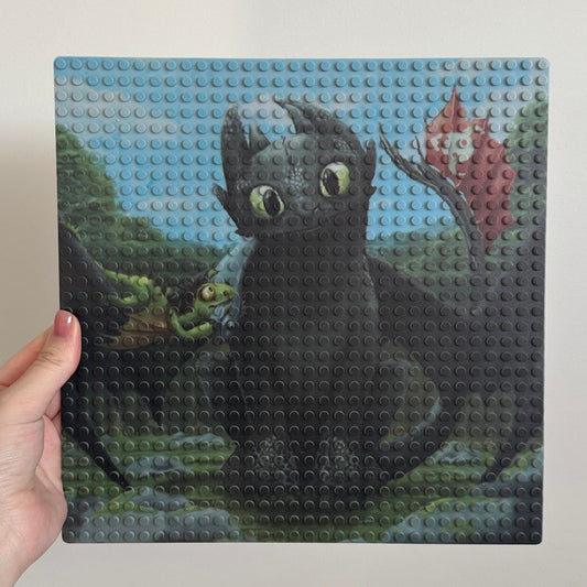 UV DTF Printed LEGO-Compatible Display Board Toothless