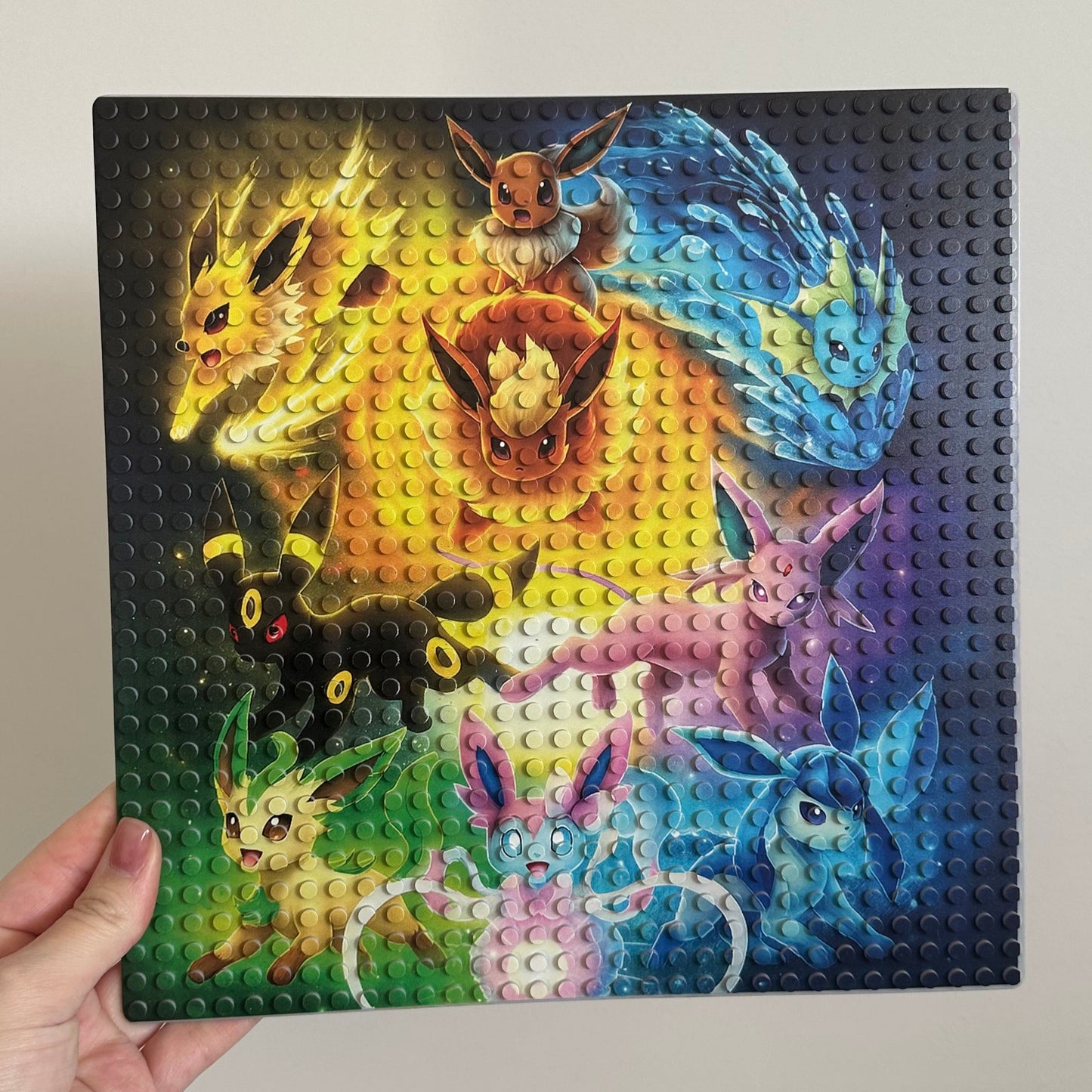 UV DTF Printed LEGO-Compatible Display Board Eeveelutions