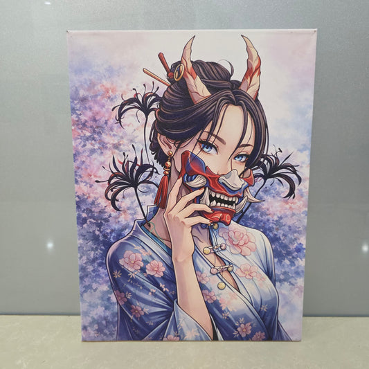 Oni Mask Anime UV Printed Canvas Wall Art