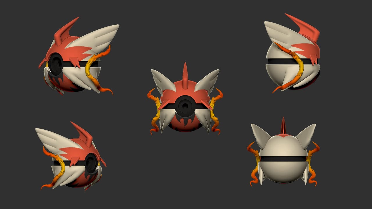 Blaziken (Mega) Poke Ball | 3D Printed Display Ball