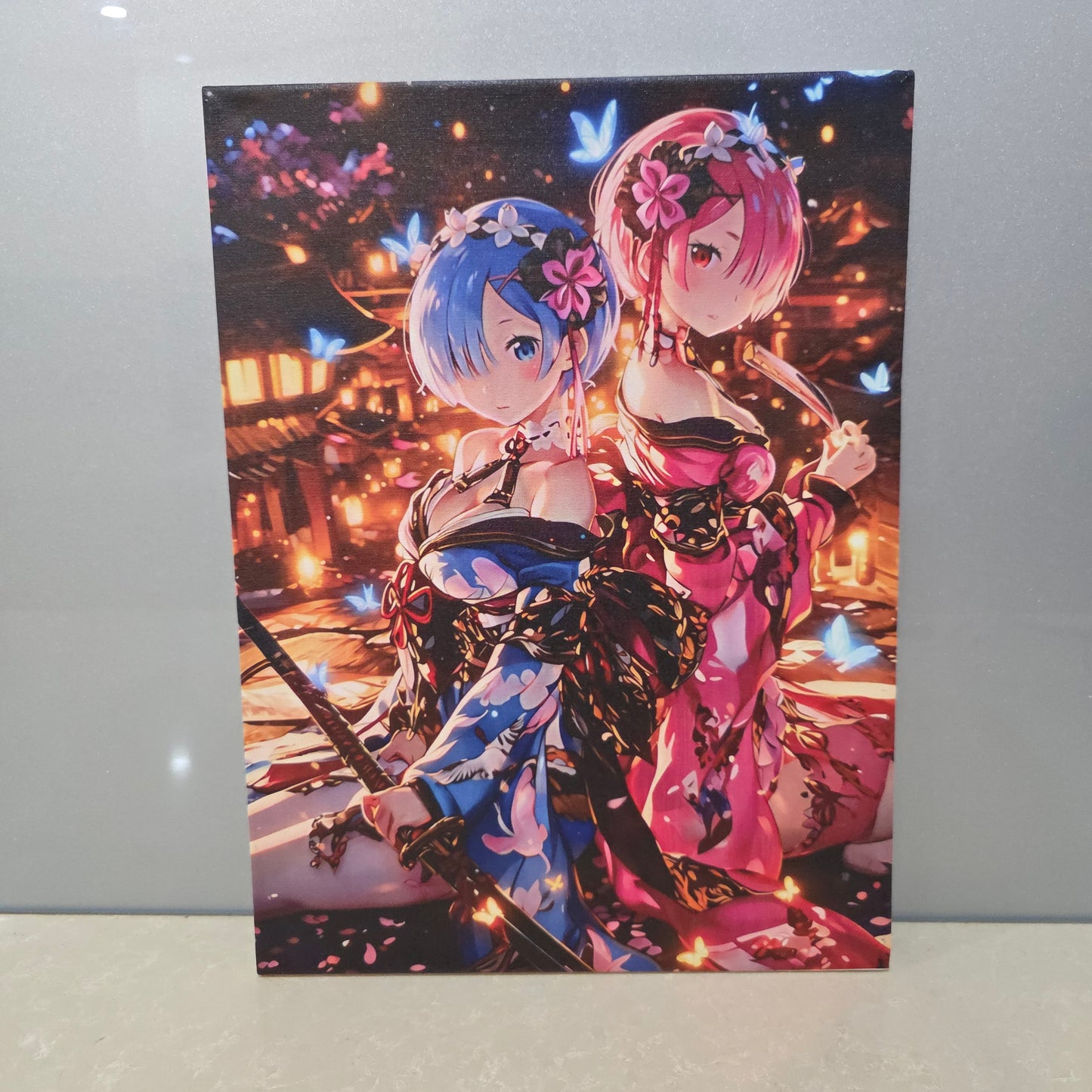 Re:Zero Kimono Twins UV Printed Canvas Wall Art
