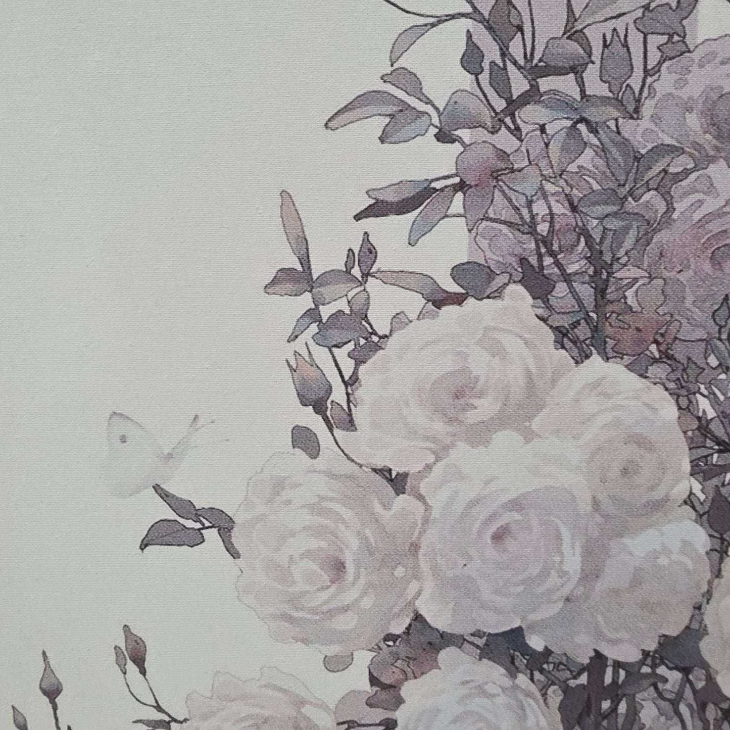 Soft Rose Botanical UV Printed Canvas Wall Art