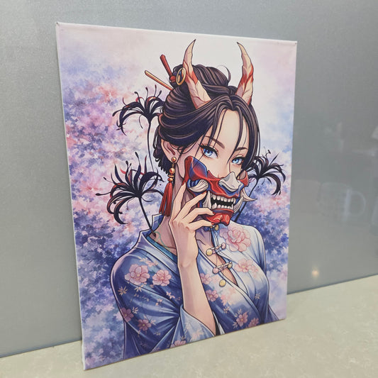 Oni Mask Anime UV Printed Canvas Wall Art