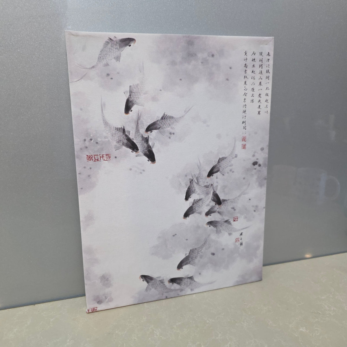 Coy Fish Ink Koi Fish Ink Wash UV Printed Canvas Wall Art – 3DbyDee